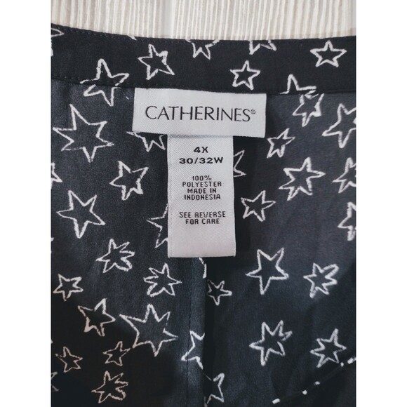 Catherines Womens Blouse 4X Black Star Lightweight FREE SHIPPING! - Picture 3 of 12